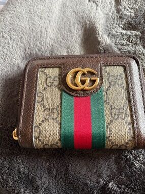 Small Zip Wallet in Coated Canvas and Leathr